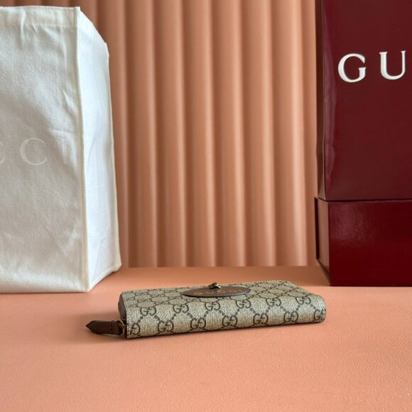 GUCCI Neo Vintage Series Long Metal Tiger Head Monogram Canvas Wallet Wallet - Picture 5 of 9